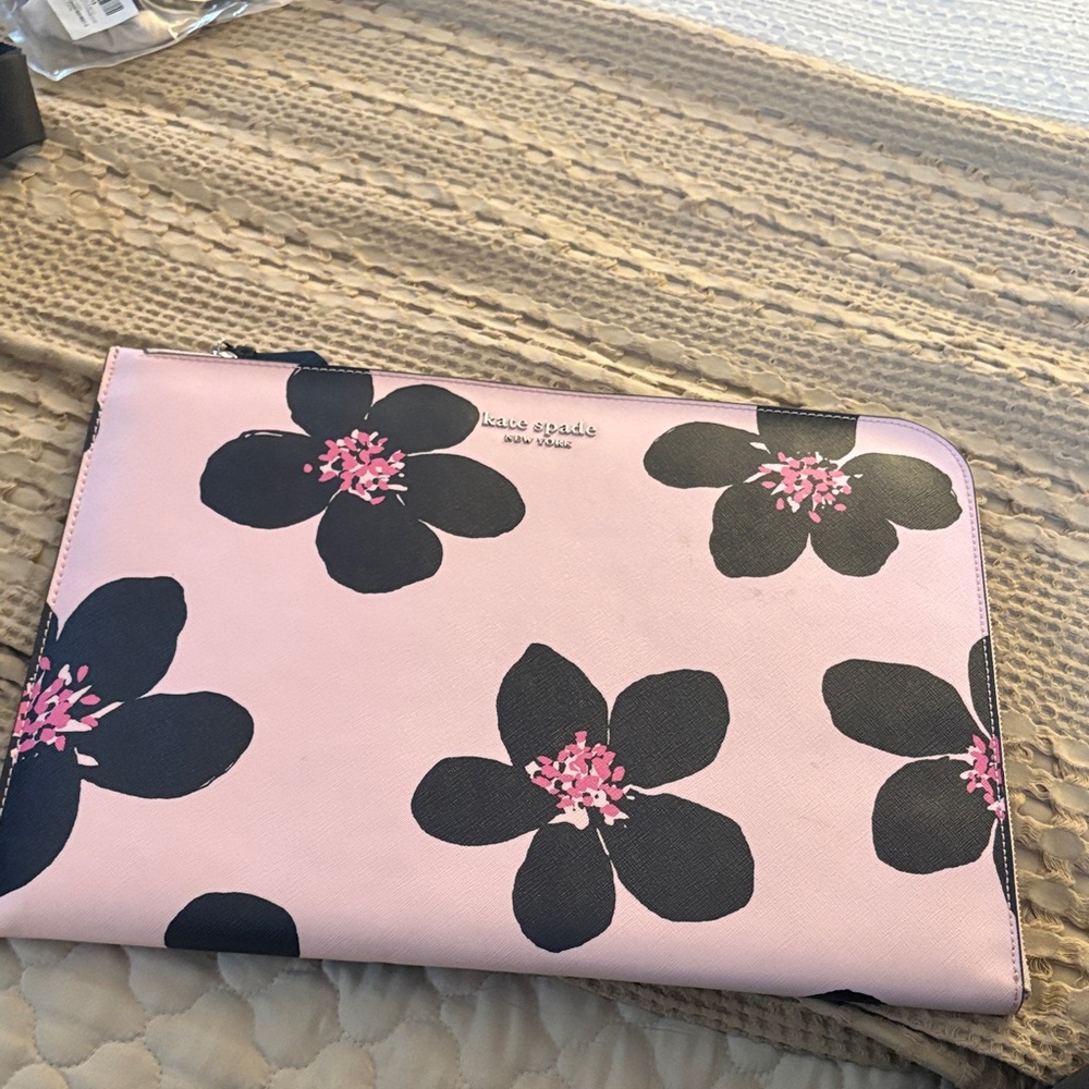 Kate Spade Pink and Black Floral Pouch